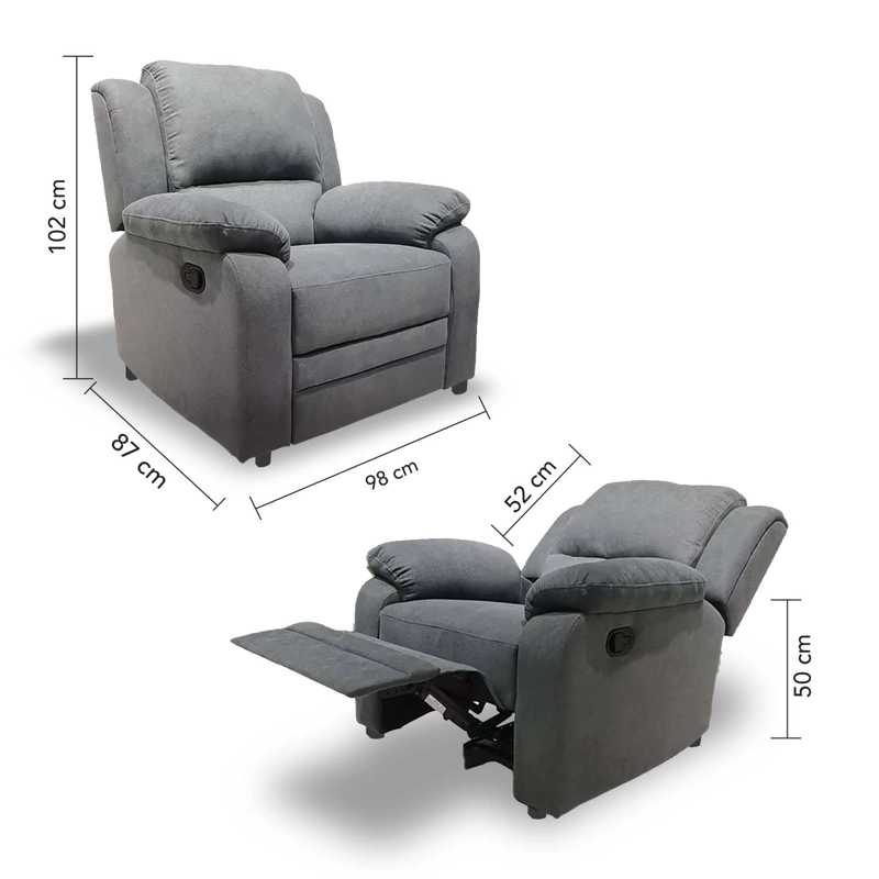 BERGER RECLINABLE SEVILLA LINO GRIS - 6