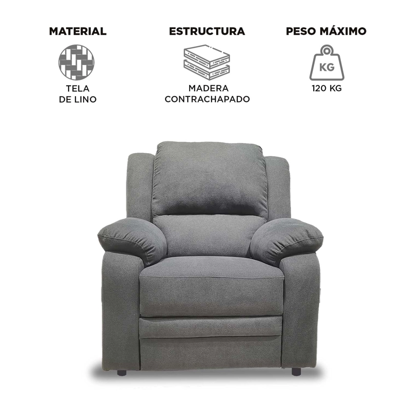 BERGER RECLINABLE SEVILLA LINO GRIS - 7
