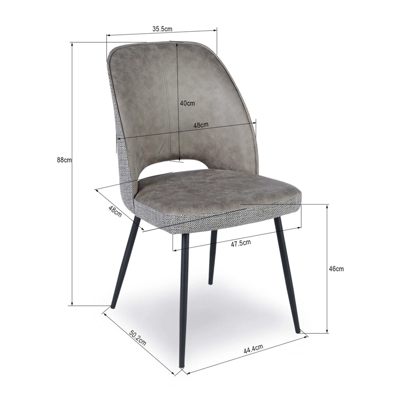 PACK 2 SILLAS DE COMEDOR OVAL PU TAUPE CLARO - 6