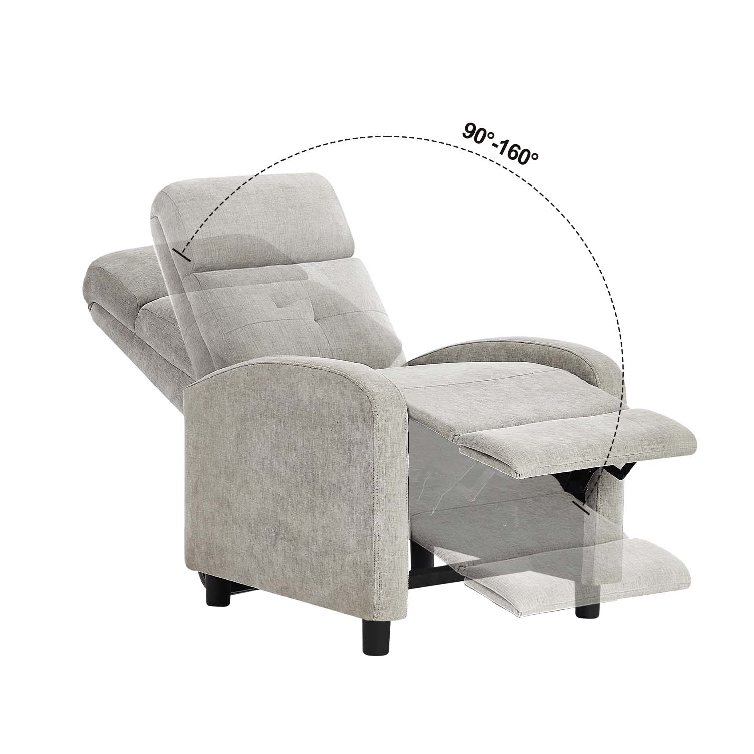BERGER RECLINABLE LISBOA TELA GRIS - 5