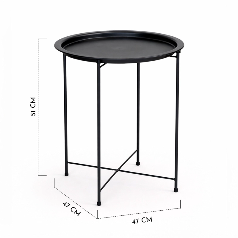 MESA LATERAL METALICA REDONDA 51X47X47 CM NEGRO - 3