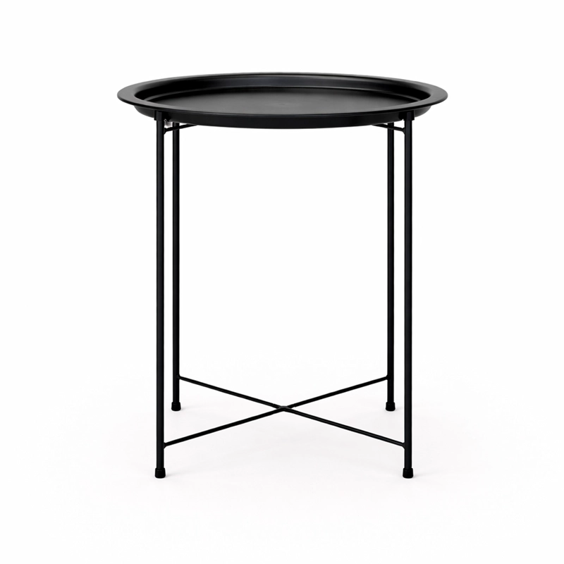 MESA LATERAL METALICA REDONDA 51X47X47 CM NEGRO - 6