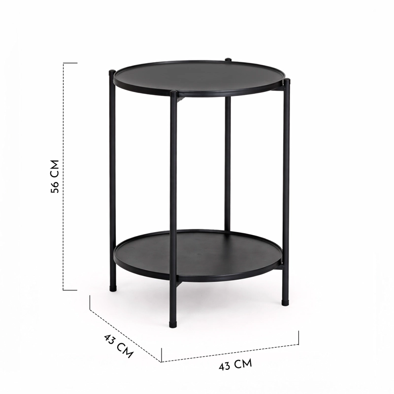 MESA LATERAL METALICA CON REPISA 57X43X43 CM NEGRO - 3