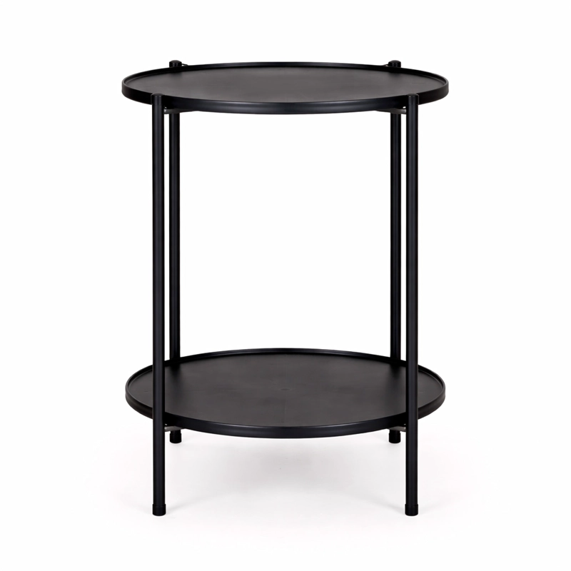MESA LATERAL METALICA CON REPISA 57X43X43 CM NEGRO - 6