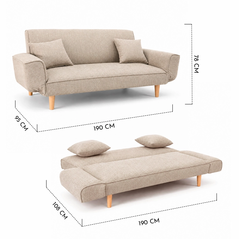 SOFA CAMA HELENA 78X190X95 CM BEIGE - 8