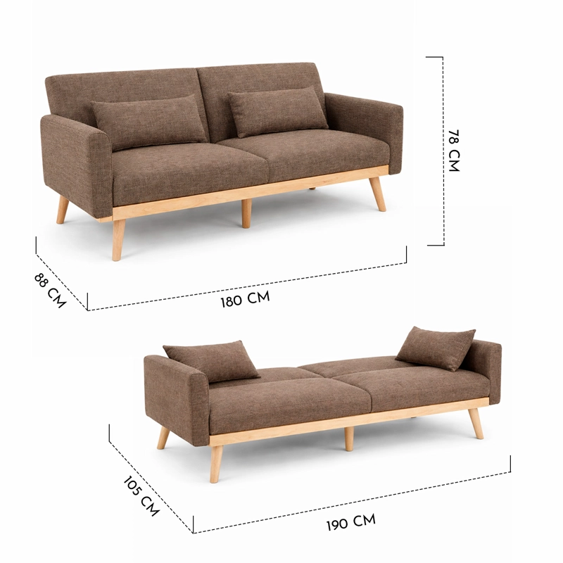 SOFA CAMA AMELIA 77X187X77 CM CAFE - 8