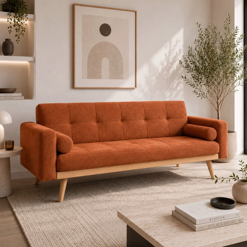 SOFA CAMA AMANDA 74X185X77 CM NARANJO - 1