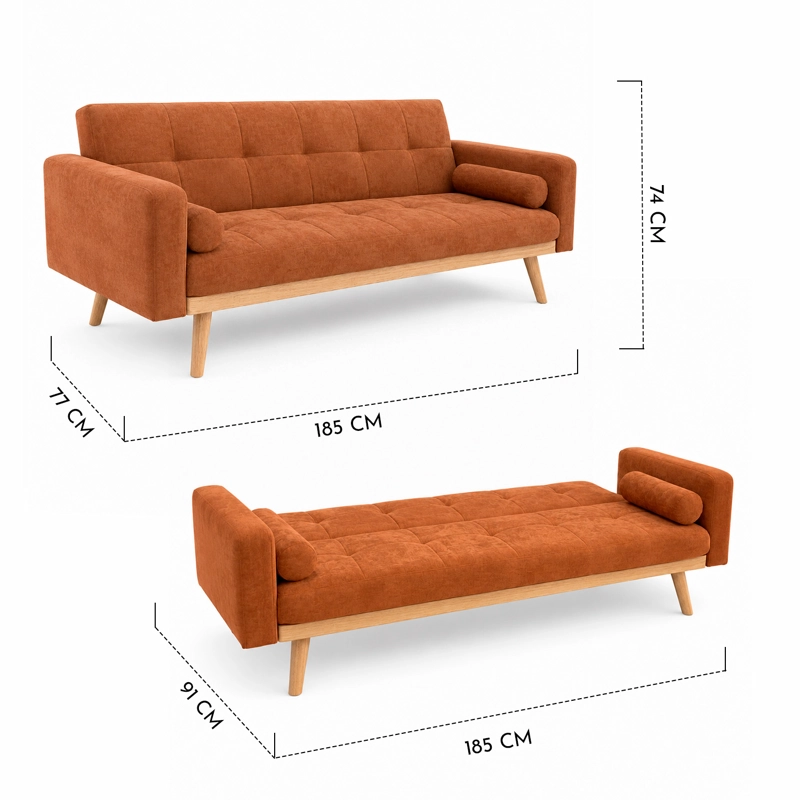 SOFA CAMA AMANDA 74X185X77 CM NARANJO - 8