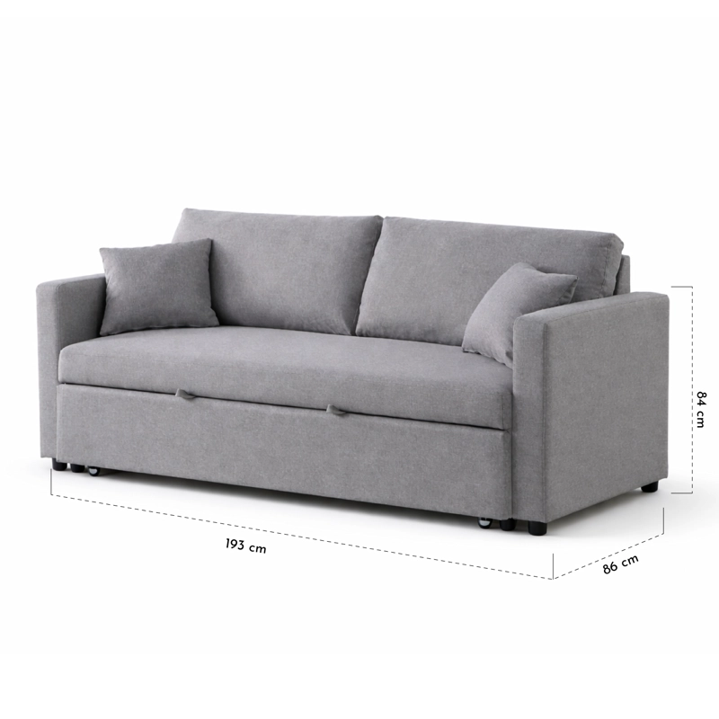 SOFA CAMA NOLAN 3 CUERPOS 86X193X84 CM GRIS - 3
