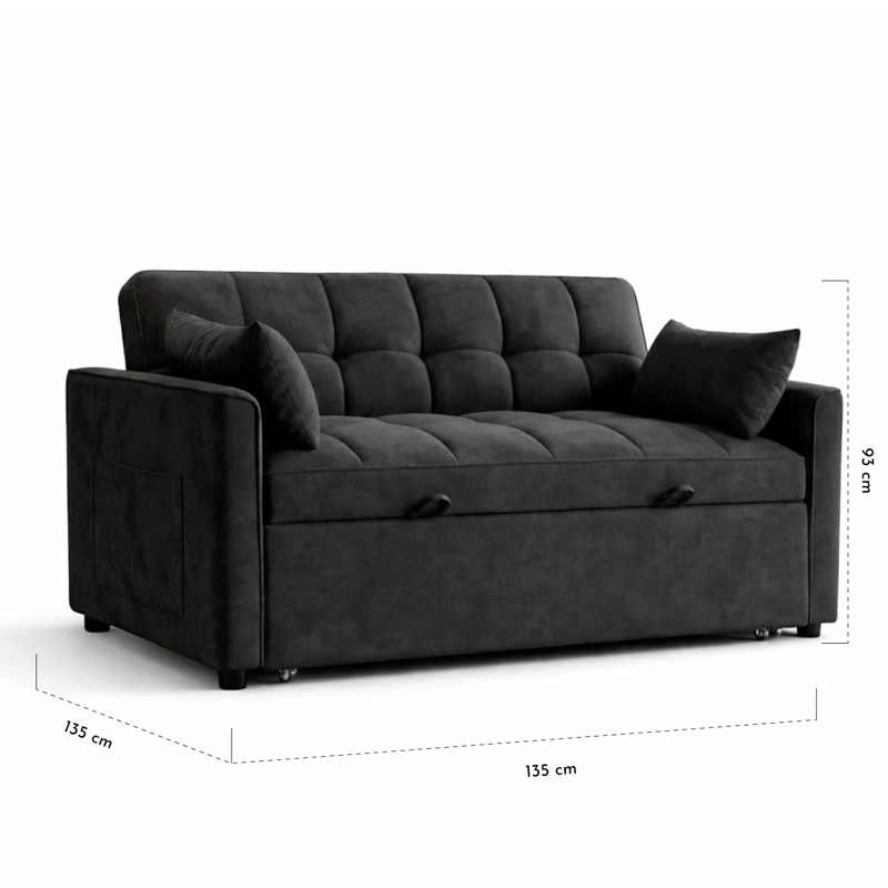 SOFA CAMA 77X135X93 CM NEGRO - 3