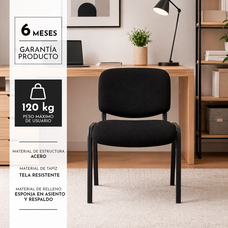 PACK 4 SILLA DE VISITA ISO CONFIDENT NEGRA - 3