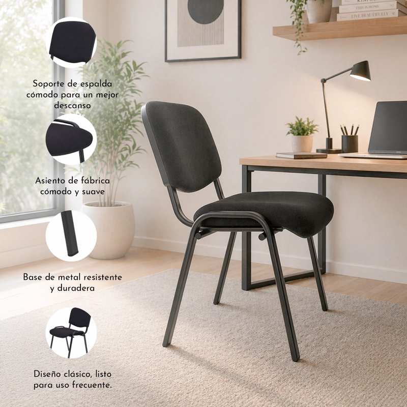 PACK 4 SILLA DE VISITA ISO CONFIDENT NEGRA - 5