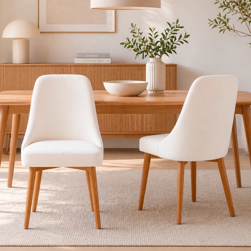 PACK 2 SILLAS MADERA CON ASIENTO Y RESPALDO TAPIZADOS BEIGE - 1
