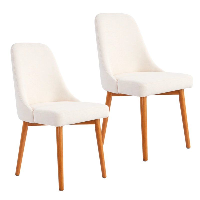 PACK 2 SILLAS MADERA CON ASIENTO Y RESPALDO TAPIZADOS BEIGE - 2