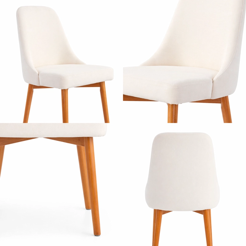 PACK 2 SILLAS MADERA CON ASIENTO Y RESPALDO TAPIZADOS BEIGE - 5