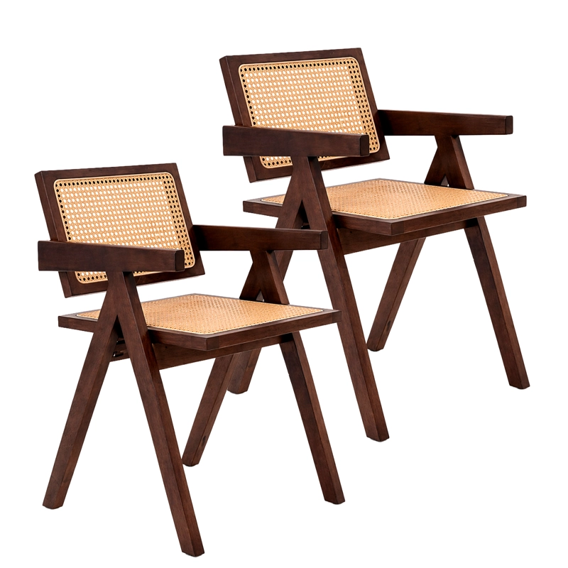 PACK 2 SILLAS SITIAL CHANDIGARH MADERA RATAN CAFE - 2