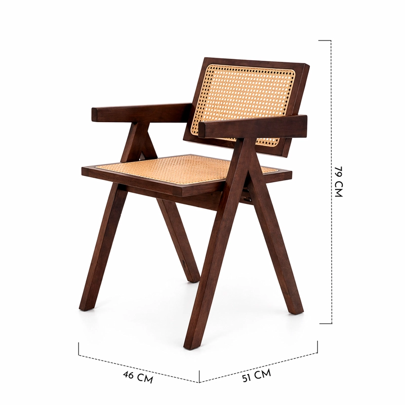 PACK 2 SILLAS SITIAL CHANDIGARH MADERA RATAN CAFE - 3