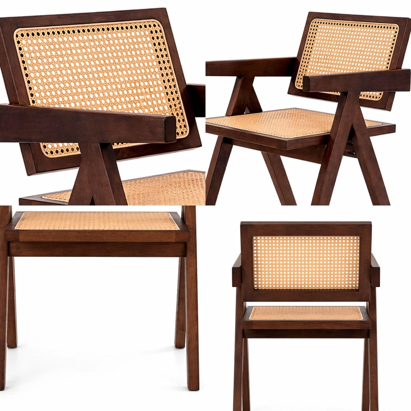 PACK 2 SILLAS SITIAL CHANDIGARH MADERA RATAN CAFE - 5