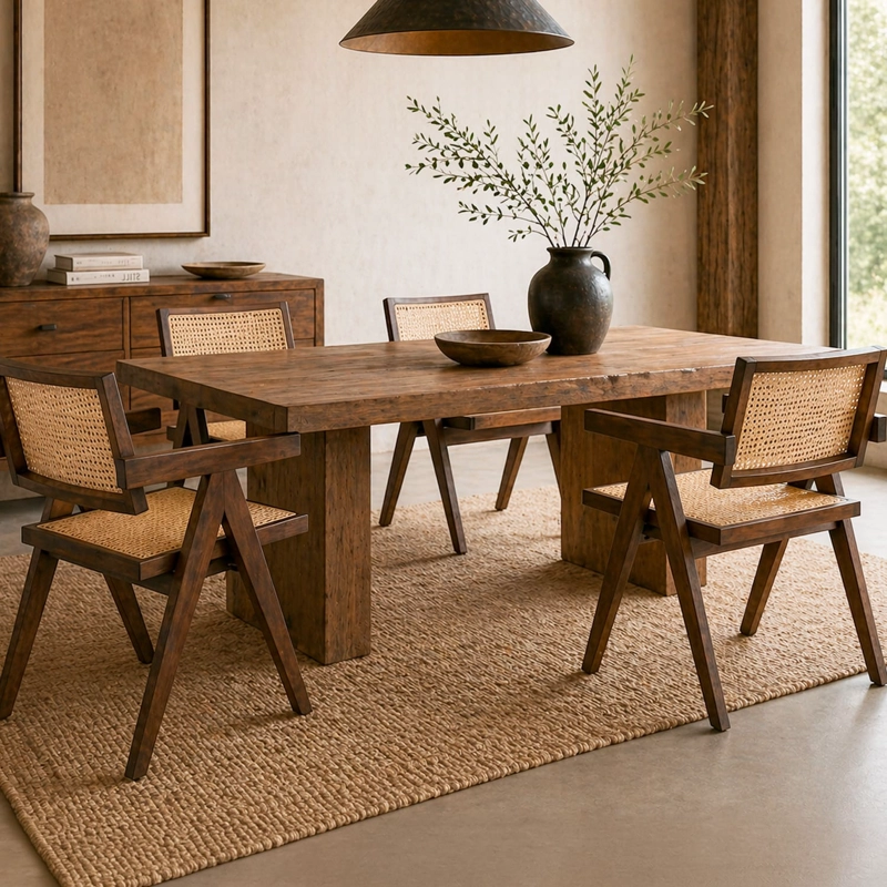 PACK 2 SILLAS SITIAL CHANDIGARH MADERA RATAN CAFE - 6
