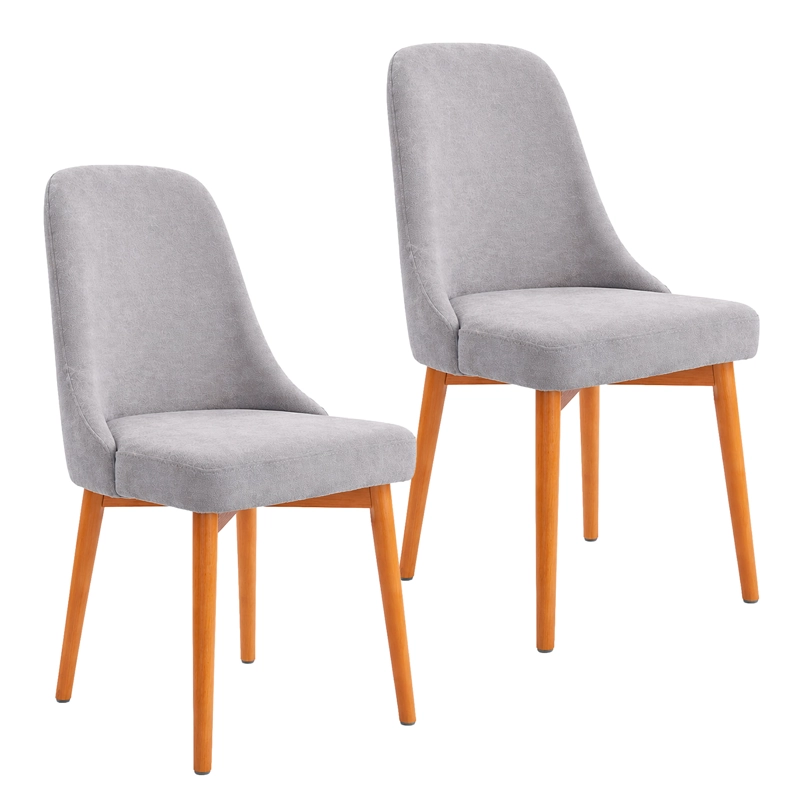 PACK 2 SILLAS MADERA CON ASIENTO Y RESPALDO TAPIZADOS GRIS - 2
