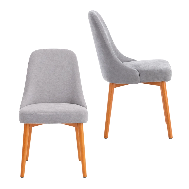 PACK 2 SILLAS MADERA CON ASIENTO Y RESPALDO TAPIZADOS GRIS - 4