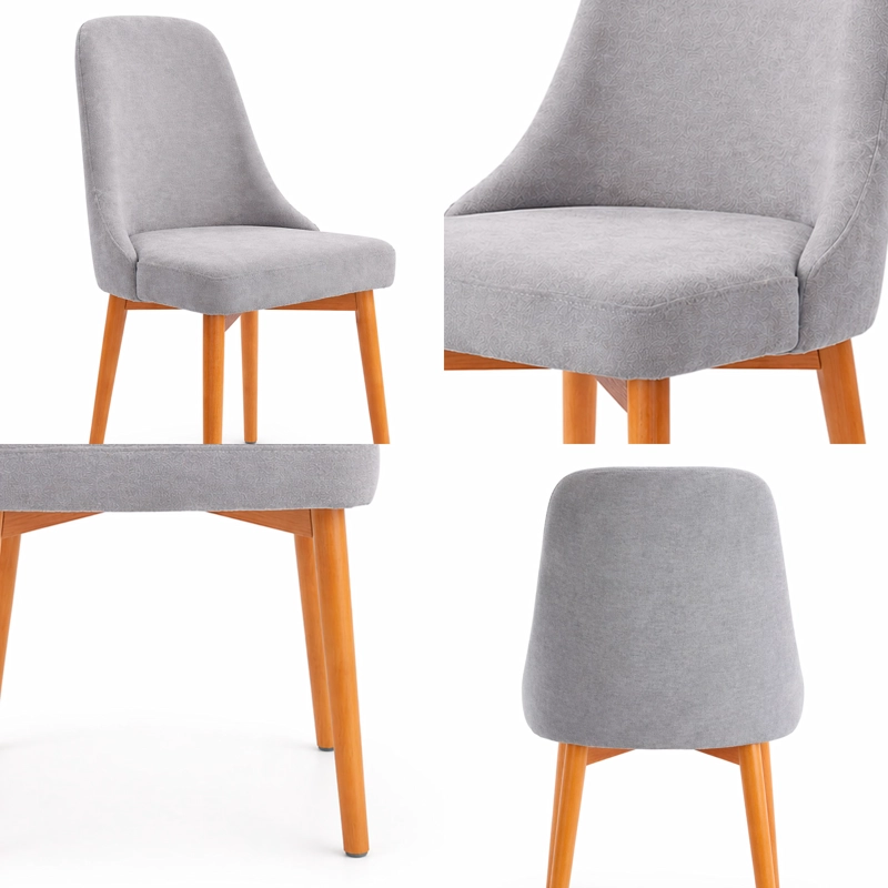 PACK 2 SILLAS MADERA CON ASIENTO Y RESPALDO TAPIZADOS GRIS - 5