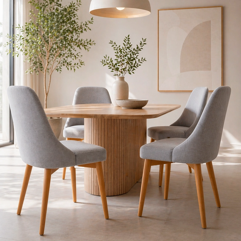 PACK 2 SILLAS MADERA CON ASIENTO Y RESPALDO TAPIZADOS GRIS - 6