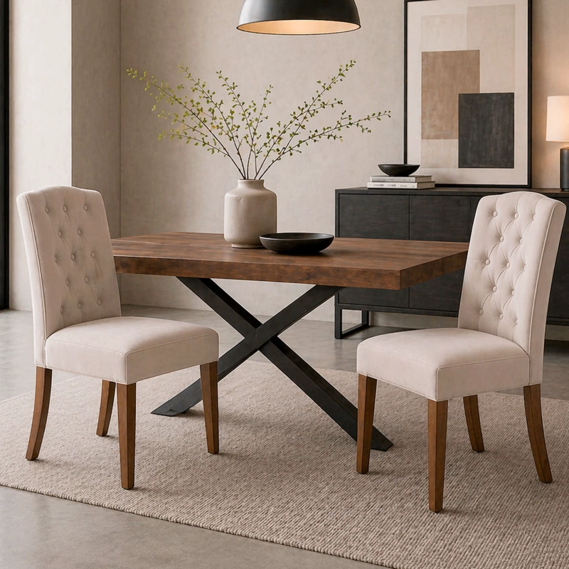 PACK 2 SILLAS SELMA MADERA CON ASIENTO Y RESPALDO TAPIZADOS - 1