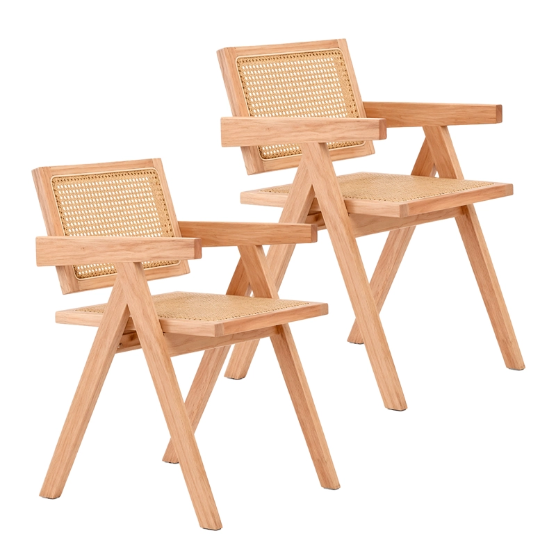 PACK 2 SILLAS CHANDIGARH MADERA RATAN NATURAL - 2
