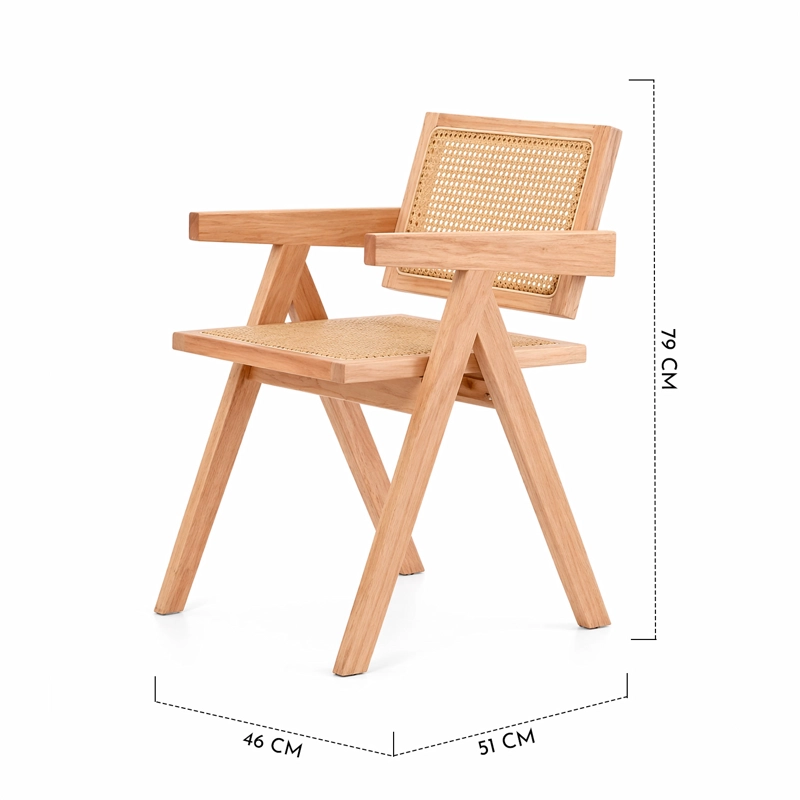 PACK 2 SILLAS CHANDIGARH MADERA RATAN NATURAL - 3