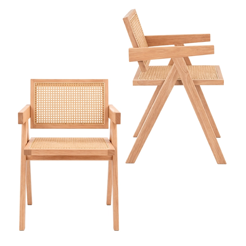 PACK 2 SILLAS CHANDIGARH MADERA RATAN NATURAL - 4
