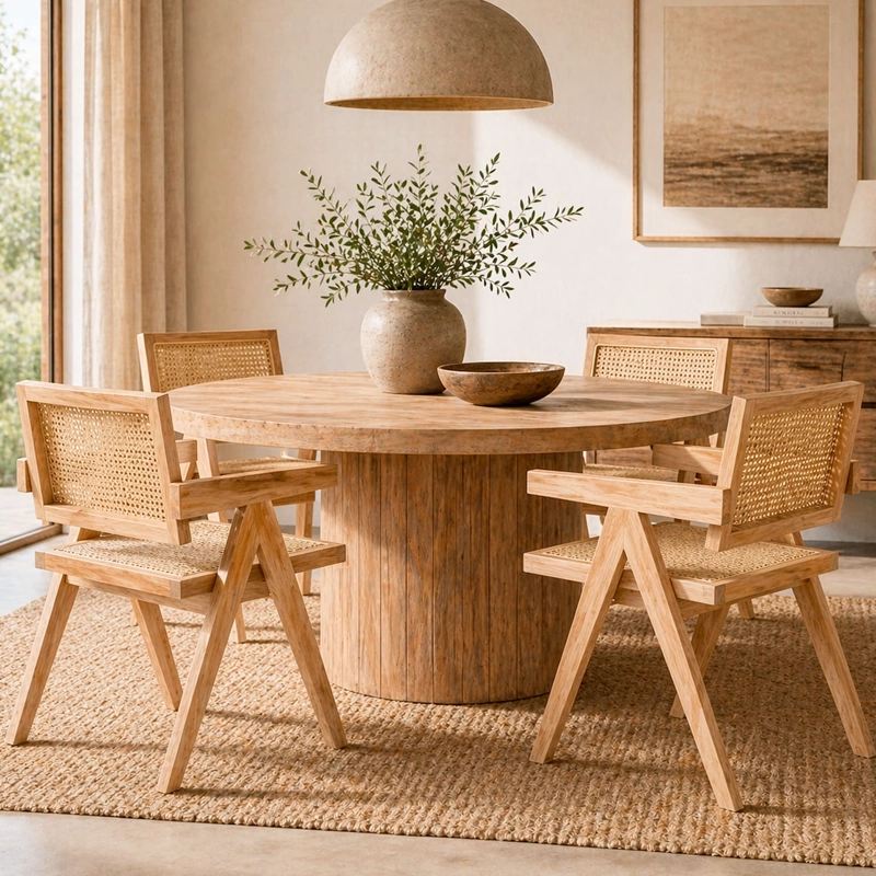PACK 2 SILLAS CHANDIGARH MADERA RATAN NATURAL - 6