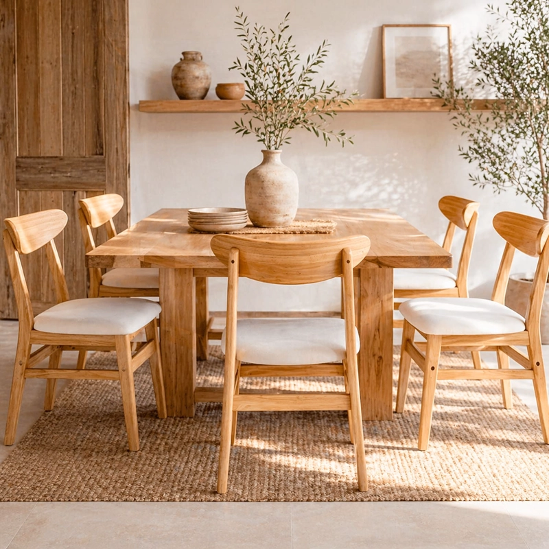PACK 2 SILLAS SCANDI MADERA CON ASIENTO TAPIZADO - 6
