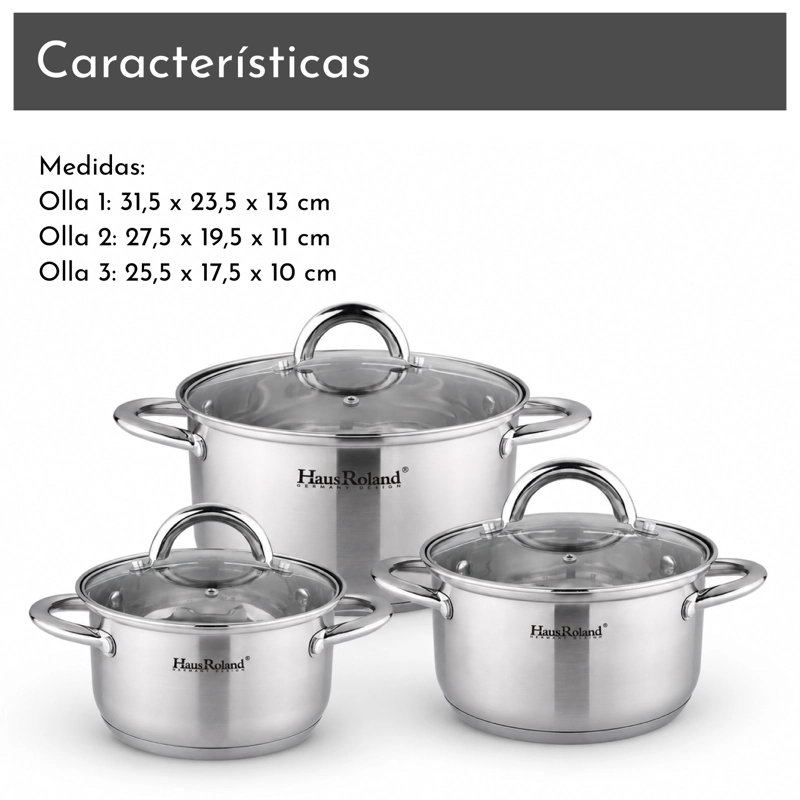 BATERIA 6 PIEZAS ACERO INOXIDABLE PRAGA - 3