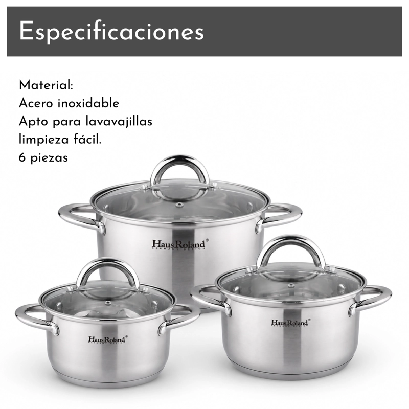 BATERIA 6 PIEZAS ACERO INOXIDABLE PRAGA - 4