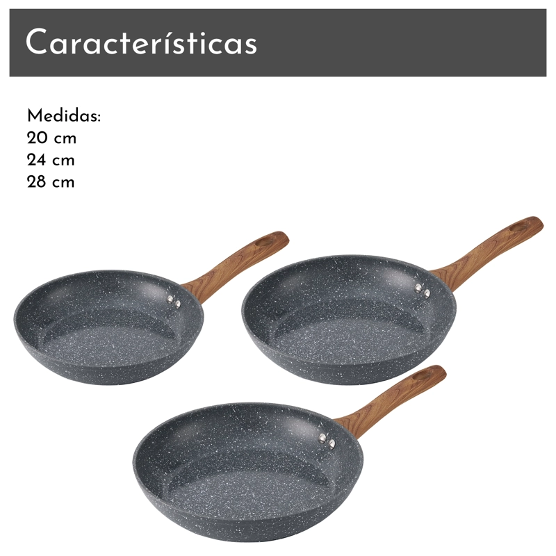 SET 3 SARTENES 20-24-28 CM ANTIADHERENTE - 3