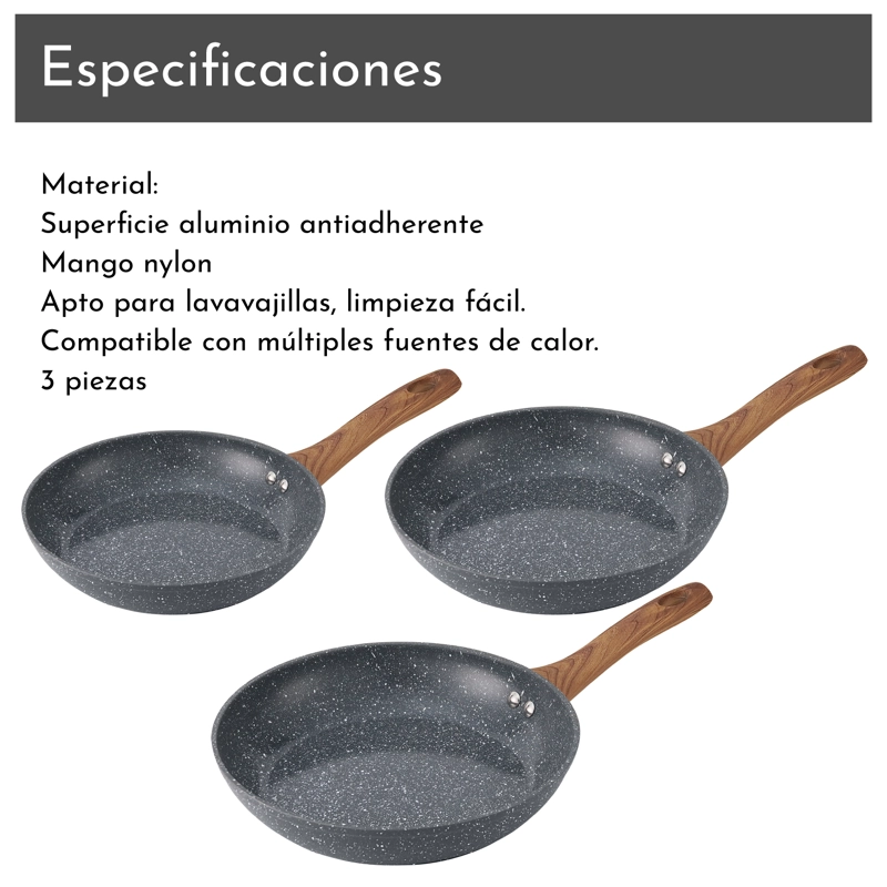 SET 3 SARTENES 20-24-28 CM ANTIADHERENTE - 4