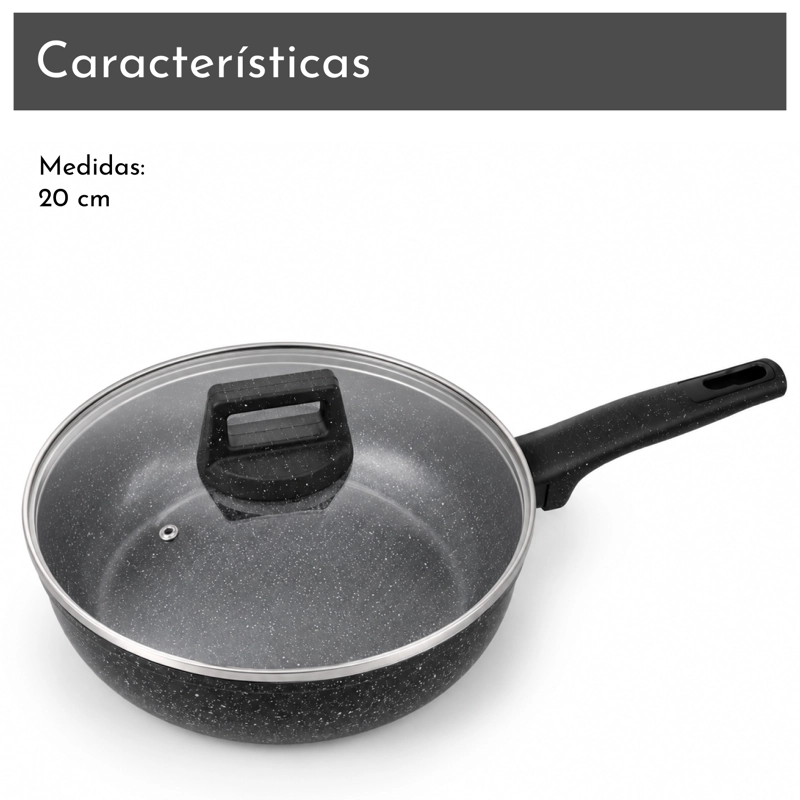 SARTEN 20CM ANTIADHERENTE CON TAPA - 3