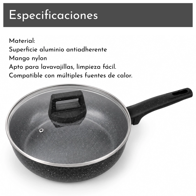 SARTEN 20CM ANTIADHERENTE CON TAPA - 4