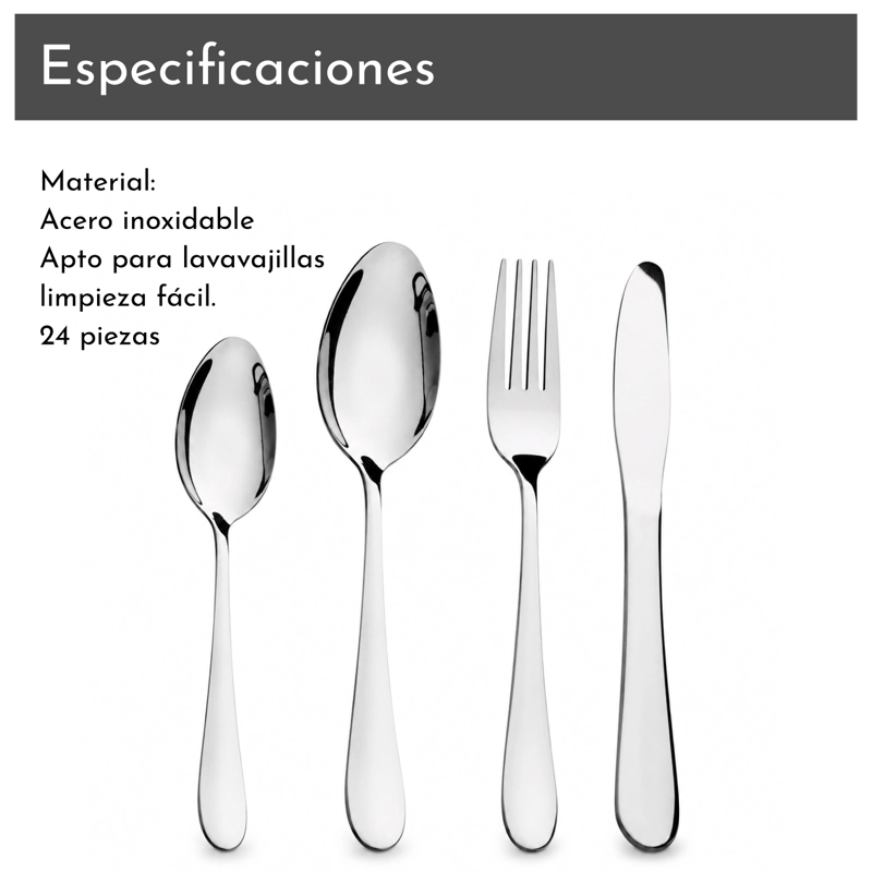 SET CUBIERTOS 24 PIEZAS ACERO INOXIDABLE - 4