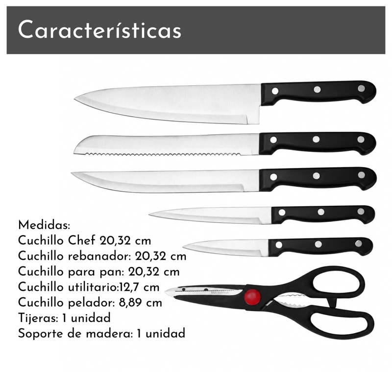 SET DE CUCHILLOS 6 PIEZAS ACERO INOXIDABLE - 3