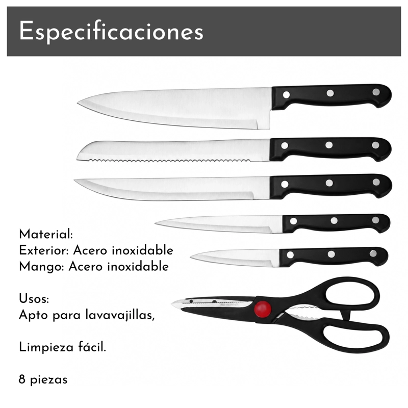 SET DE CUCHILLOS 6 PIEZAS ACERO INOXIDABLE - 4