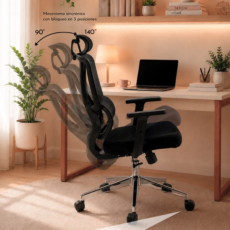 SILLA ESCRITORIO ERGONOMICA BASE METALICA DOMINUS PRO - 4