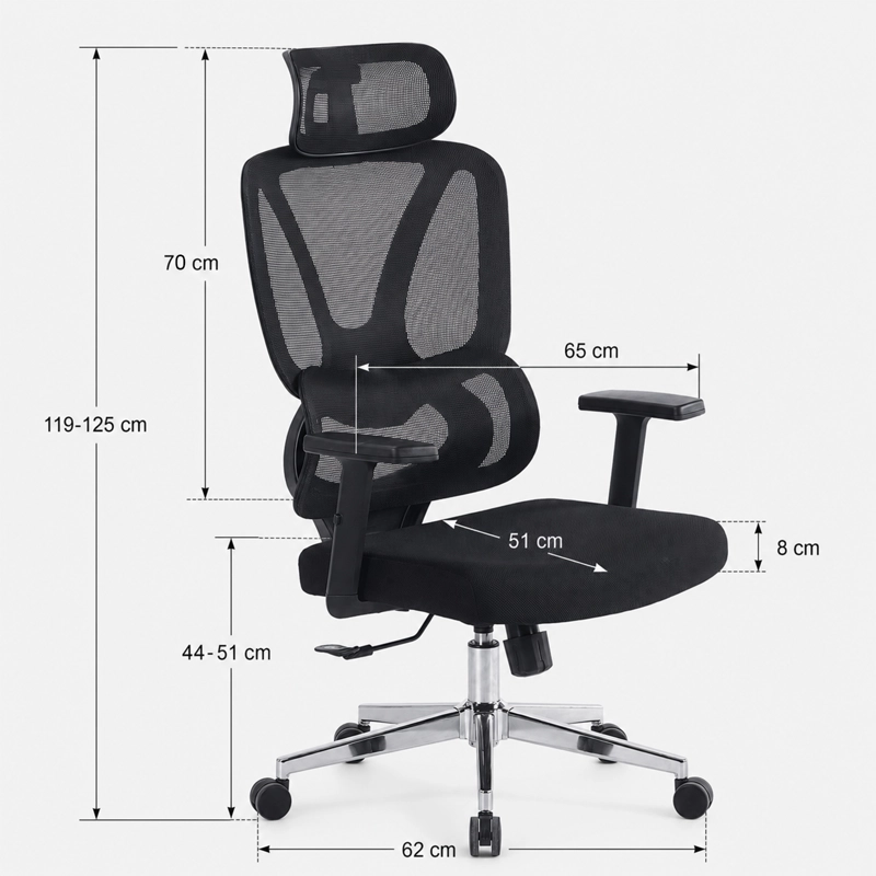 SILLA ESCRITORIO ERGONOMICA BASE METALICA DOMINUS PRO - 8