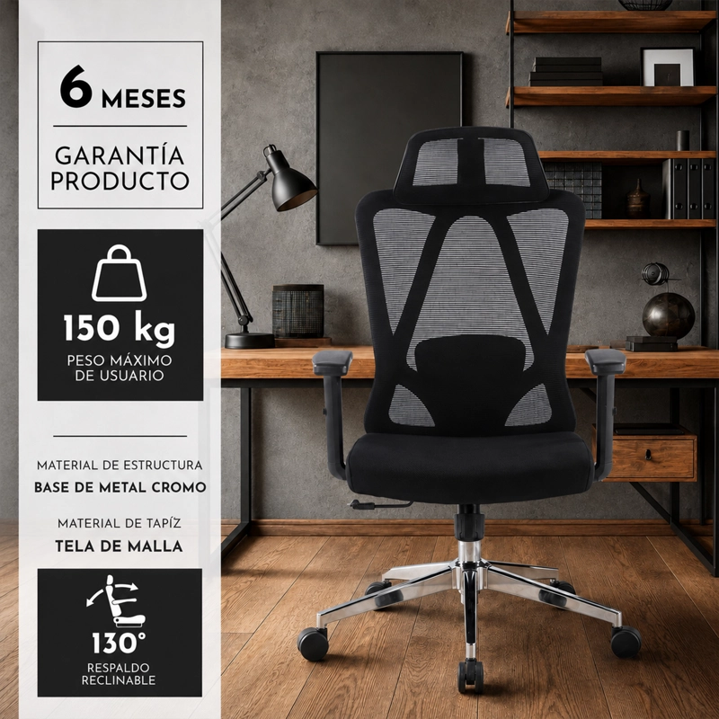 SILLA ESCRITORIO ERGONOMICA APOYO LUMBAR ZYRON ELITE - 3
