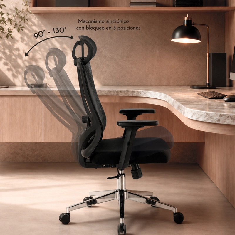 SILLA ESCRITORIO ERGONOMICA APOYO LUMBAR ZYRON ELITE - 4
