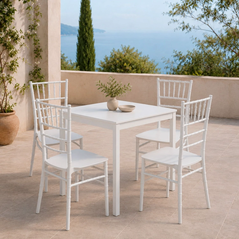 PACK 4 SILLAS PLASTICAS CHIAVARI BLANCA TERRAZA - 1