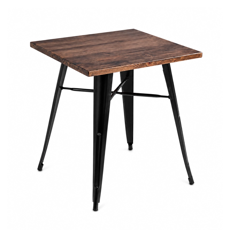 MESA METAL TOLIX MADERA OSCURA 70X70 CM - 2