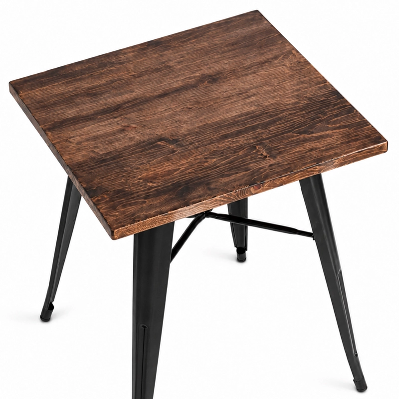 MESA METAL TOLIX MADERA OSCURA 70X70 CM - 4