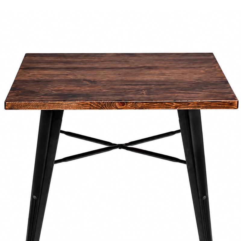 MESA METAL TOLIX MADERA OSCURA 70X70 CM - 6